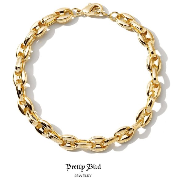 Pretty Bird Jewelry - 18K Yellow Gold Plated Puffed Mariner Bracelet